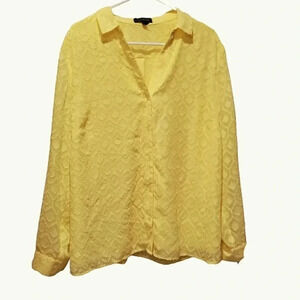 The Limited Sunshine Yellow Textured Button-Front Blouse | Petite XL
